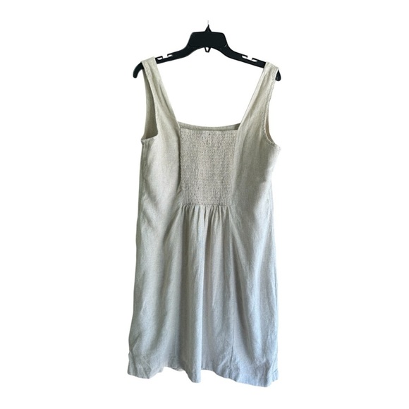 Linen Blend Oatmeal Dress- Size L - Picture 3 of 6